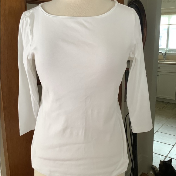 Talbots Classic White 3/4 length Sleeves Top - Picture 2 of 7